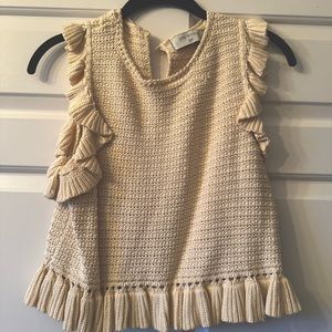 Knit tank top with ruffles